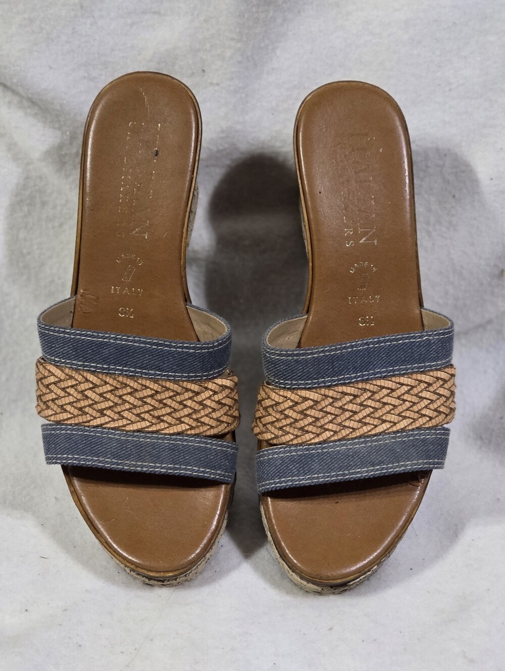 Italian Shoemakers Slide On Jean Wedges Size 8.5